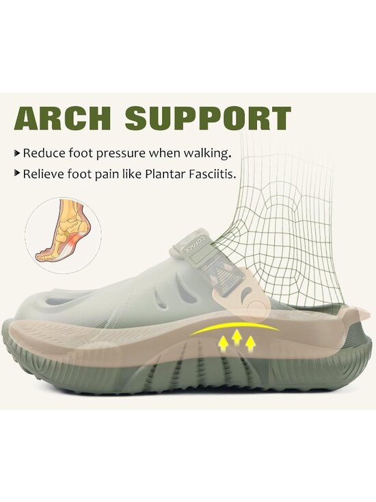 Men\'s Green Beige Recovery Clogs Comfortable Orthopedic Mules Thick Sandal Shoes main image 4